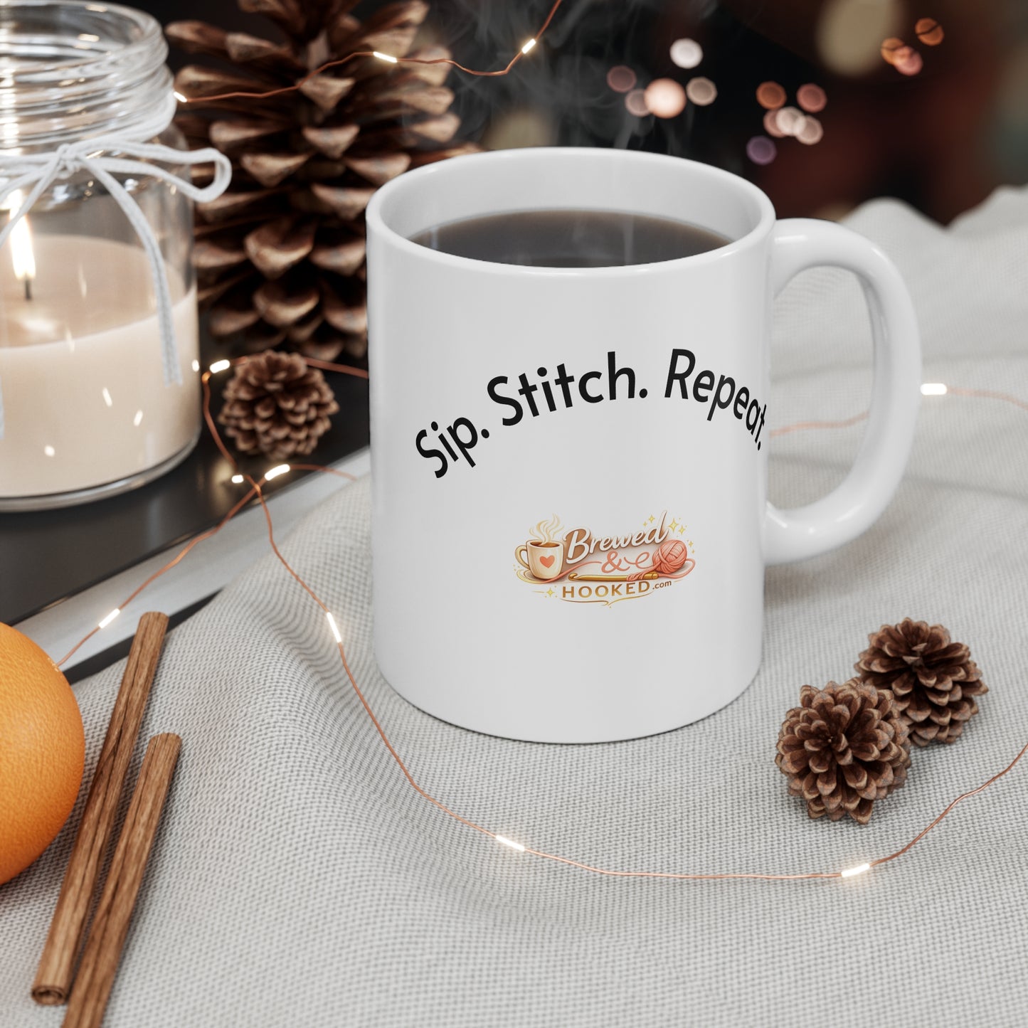 Sip. Stitch. Repeat.™ Mug – Crochet Coffee Mug, Gift for Crocheter, Yarn Lover Mug, Knitting & Crochet Gift, Crafter Coffee Cup