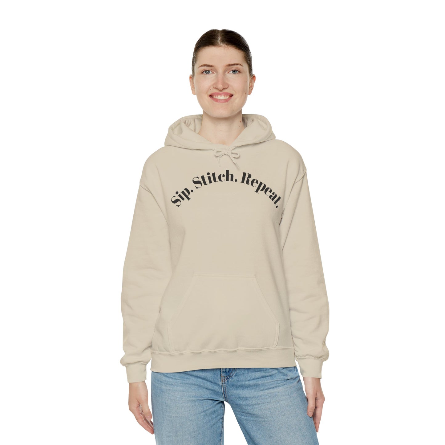 Sip. Stitch. Repeat.™ Hoodie – Cozy Crochet & Knitting Hoodie for Yarn Lovers | Crafting Pullover Sweatshirt