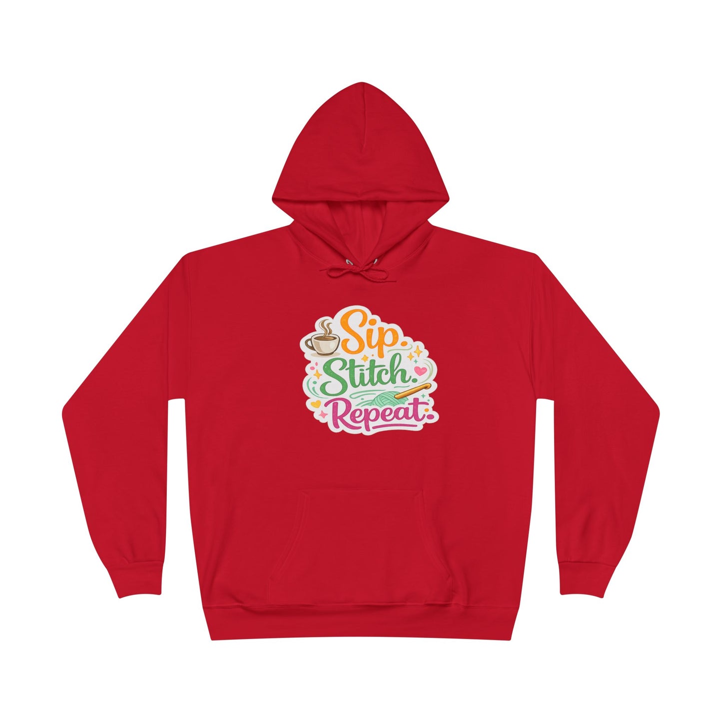 Sip. Stitch. Repeat.™ Hoodie – Cozy Crochet & Coffee Pullover for Makers | Yarn Lover Craft Hoodie