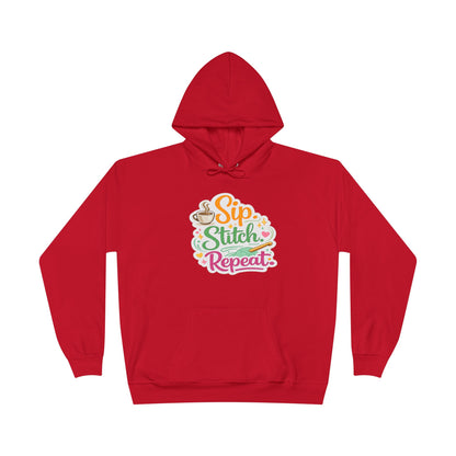 Sip. Stitch. Repeat.™ Hoodie – Cozy Crochet & Coffee Pullover for Makers | Yarn Lover Craft Hoodie