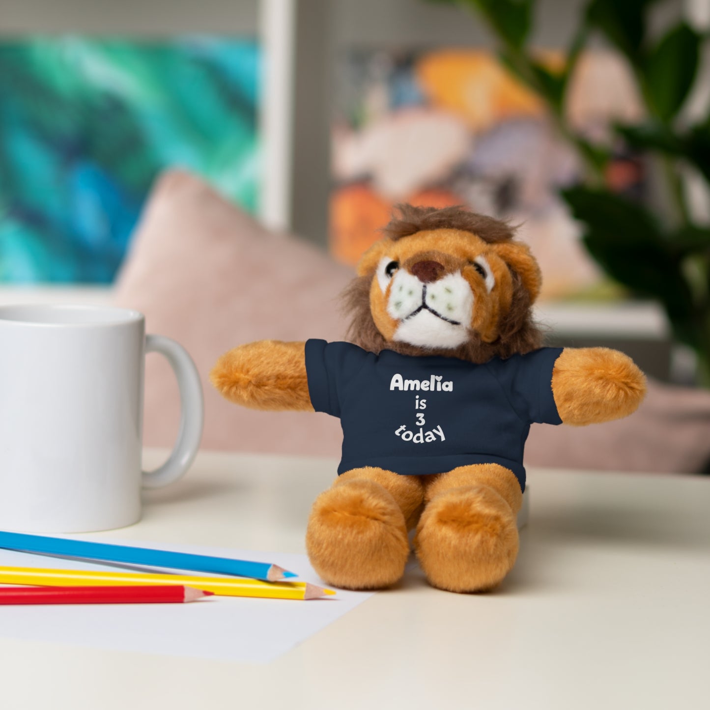 Personalized Birthday Plush Animal – Custom Name & Age Teddy, Bunny, Lion, Panda Gift for Kids