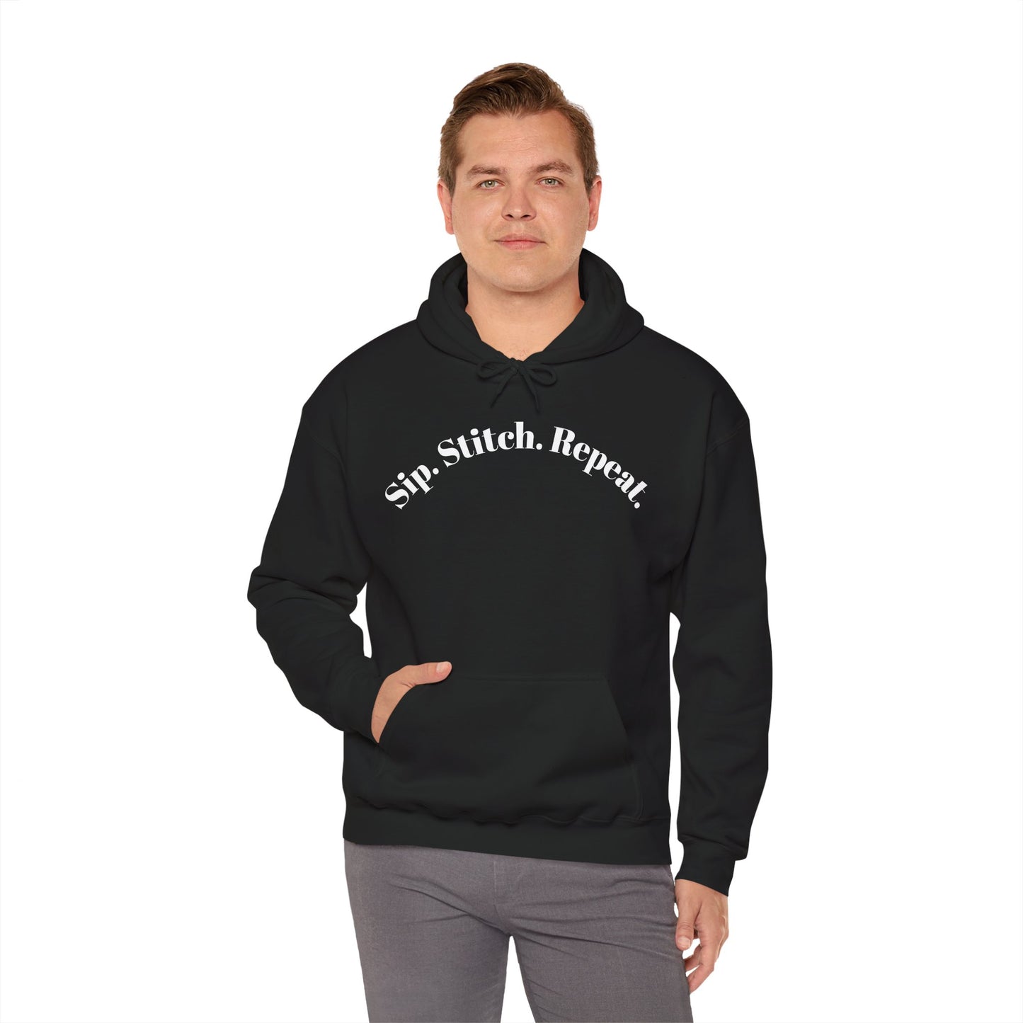 Sip. Stitch. Repeat.™ Hoodie – Cozy Crochet & Knitting Hoodie for Yarn Lovers | Crafting Pullover Sweatshirt