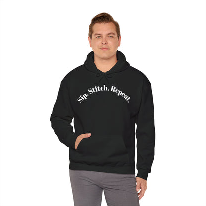 Sip. Stitch. Repeat.™ Hoodie – Cozy Crochet & Knitting Hoodie for Yarn Lovers | Crafting Pullover Sweatshirt