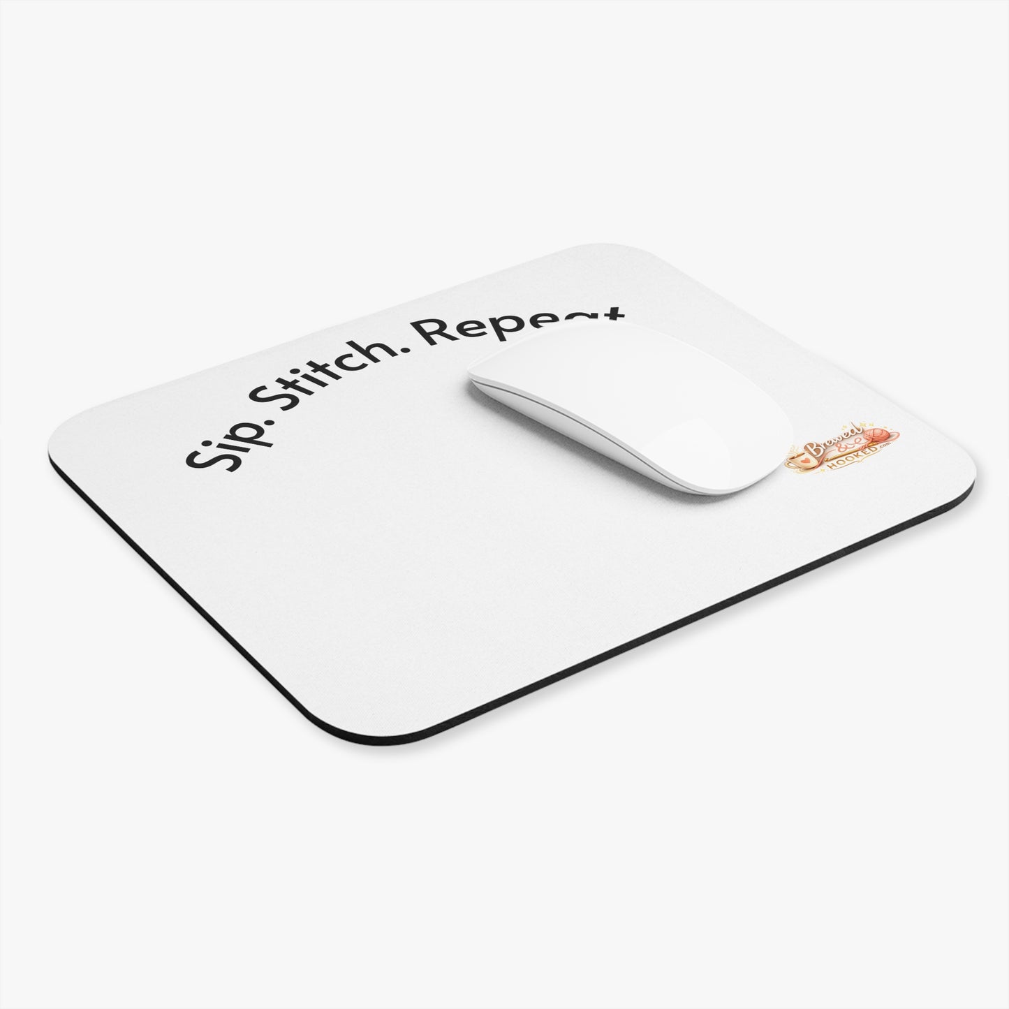 Sip. Stitch. Repeat.™ Mouse Pad – Crochet & Knitting Desk Accessory | Maker Workspace Mousepad