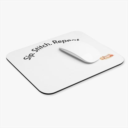 Sip. Stitch. Repeat.™ Mouse Pad – Crochet & Knitting Desk Accessory | Maker Workspace Mousepad