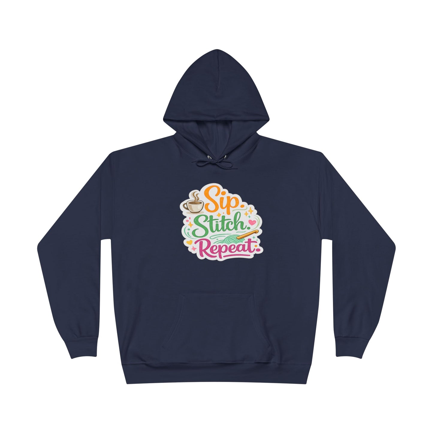 Sip. Stitch. Repeat.™ Hoodie – Cozy Crochet & Coffee Pullover for Makers | Yarn Lover Craft Hoodie
