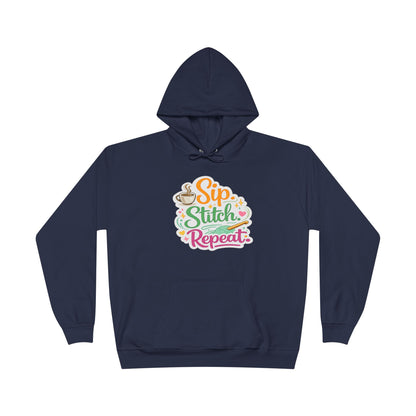 Sip. Stitch. Repeat.™ Hoodie – Cozy Crochet & Coffee Pullover for Makers | Yarn Lover Craft Hoodie