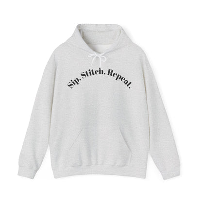 Sip. Stitch. Repeat.™ Hoodie – Cozy Crochet & Knitting Hoodie for Yarn Lovers | Crafting Pullover Sweatshirt