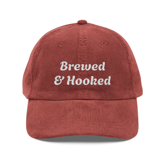 Brewed & Hooked Corduroy Hat – For Coffee Lovers & Yarn Addicts