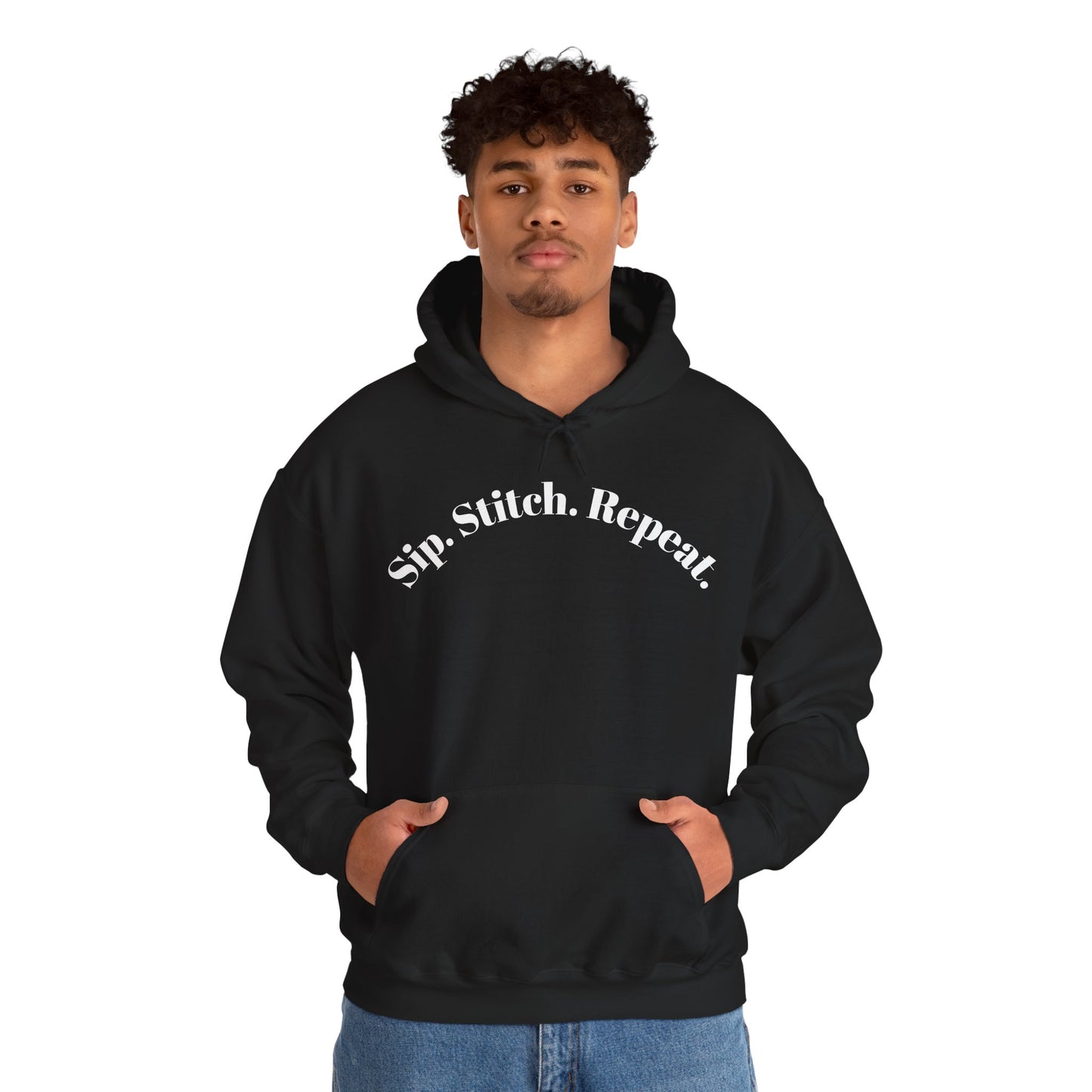 Sip. Stitch. Repeat.™ Hoodie – Cozy Crochet & Knitting Hoodie for Yarn Lovers | Crafting Pullover Sweatshirt