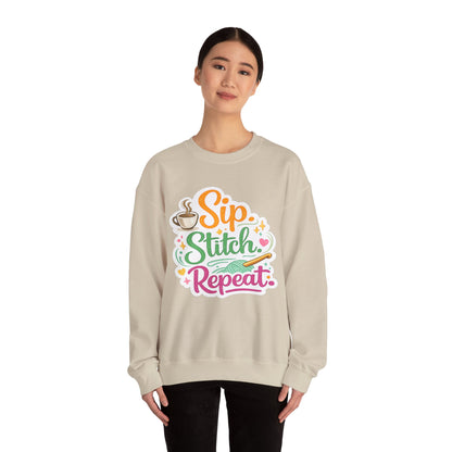 Sip. Stitch. Repeat.™ Sweatshirt — Cozy Maker Crewneck