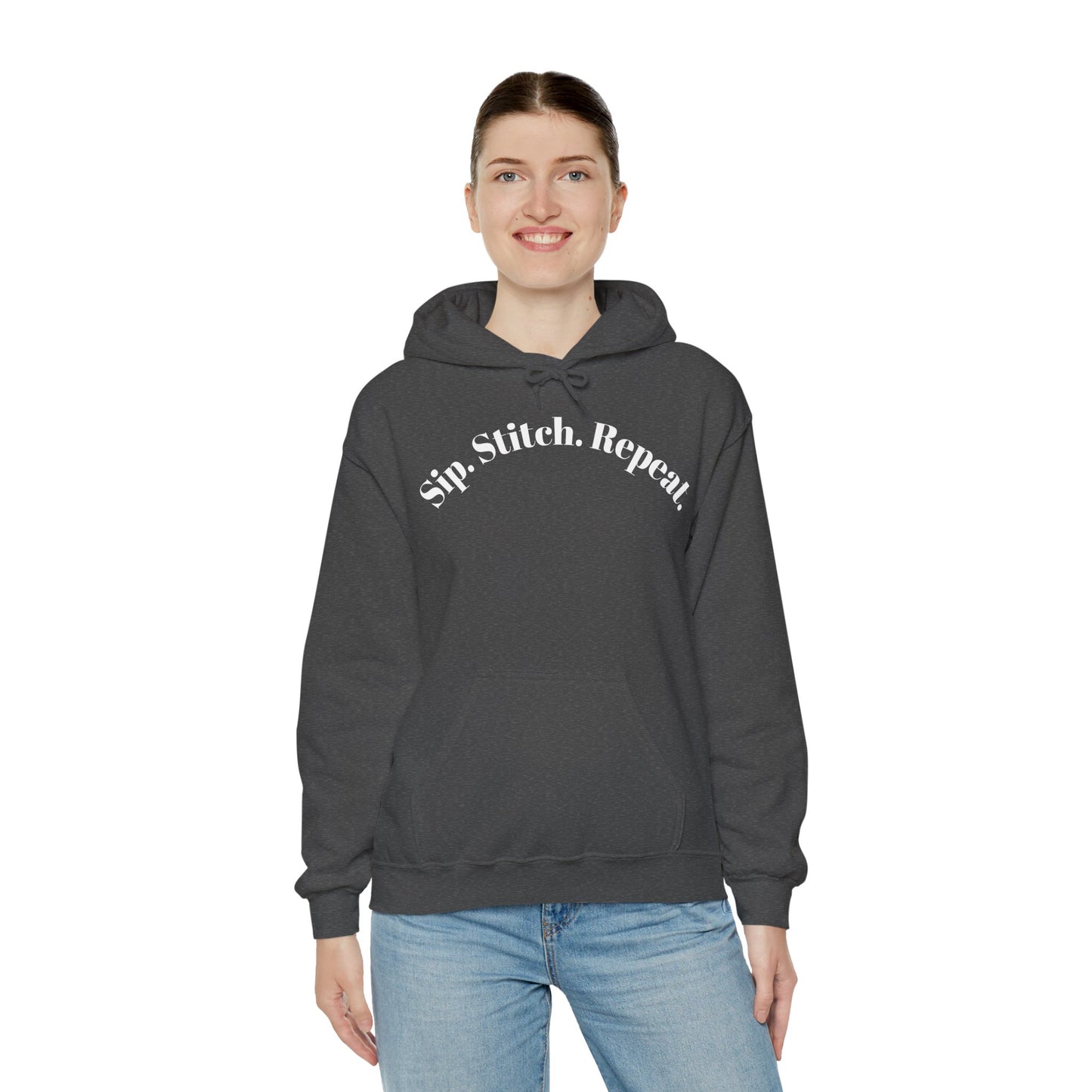 Sip. Stitch. Repeat.™ Hoodie – Cozy Crochet & Knitting Hoodie for Yarn Lovers | Crafting Pullover Sweatshirt
