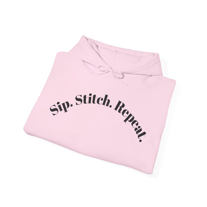 Sip. Stitch. Repeat.™ Hoodie – Cozy Crochet & Knitting Hoodie for Yarn Lovers | Crafting Pullover Sweatshirt
