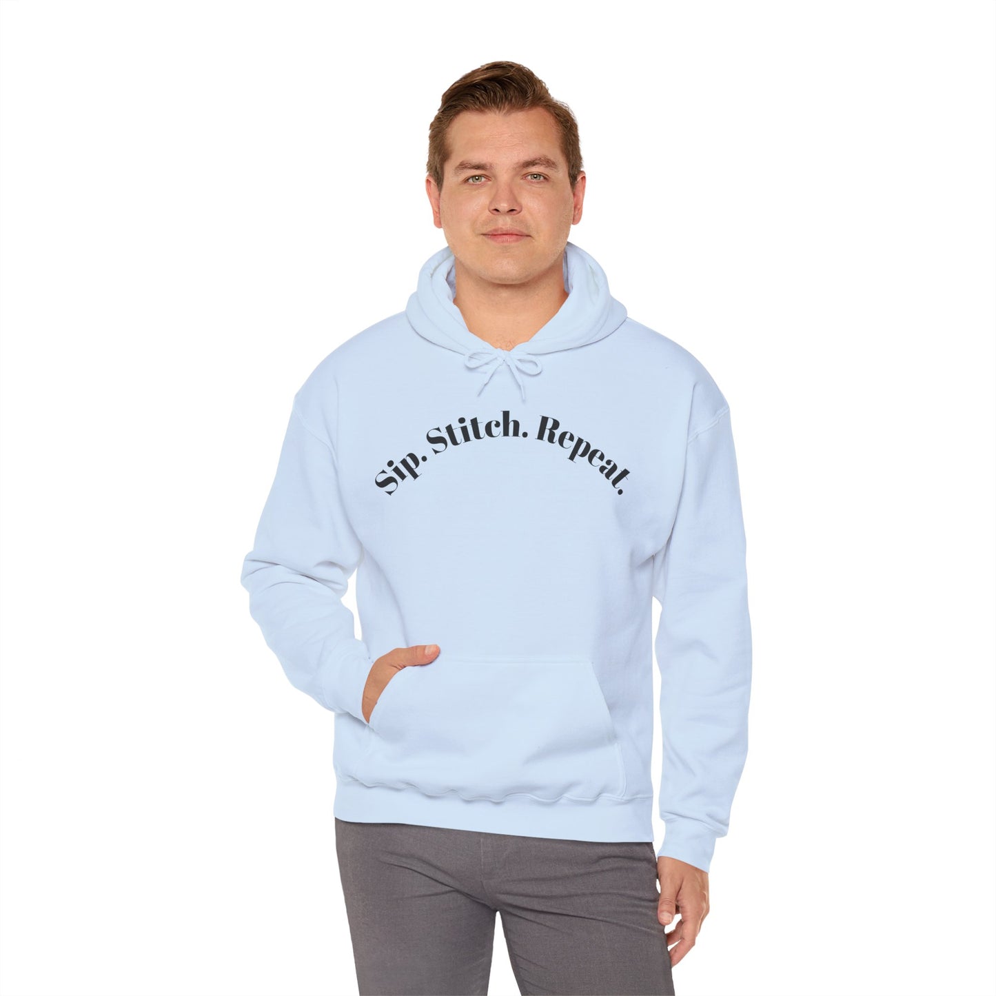 Sip. Stitch. Repeat.™ Hoodie – Cozy Crochet & Knitting Hoodie for Yarn Lovers | Crafting Pullover Sweatshirt