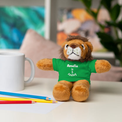 Personalized Birthday Plush Animal – Custom Name & Age Teddy, Bunny, Lion, Panda Gift for Kids