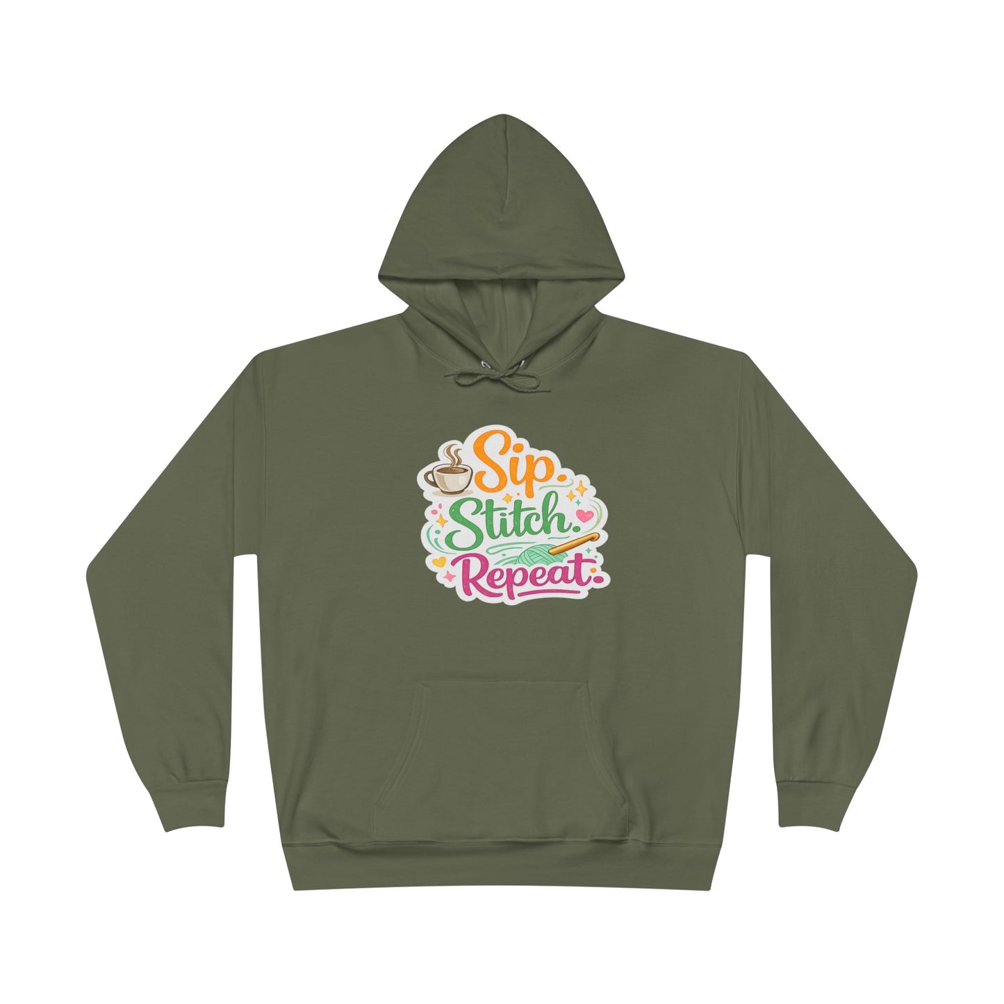 Sip. Stitch. Repeat.™ Hoodie – Cozy Crochet & Coffee Pullover for Makers | Yarn Lover Craft Hoodie