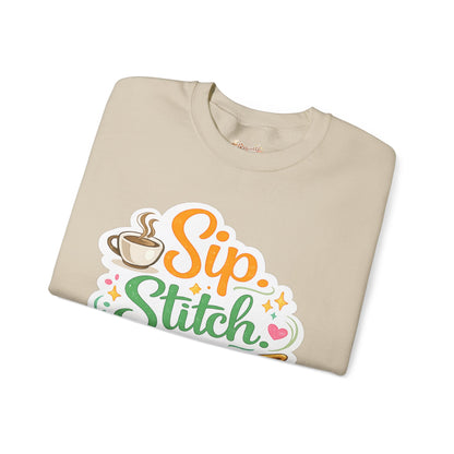Sip. Stitch. Repeat.™ Sweatshirt — Cozy Maker Crewneck