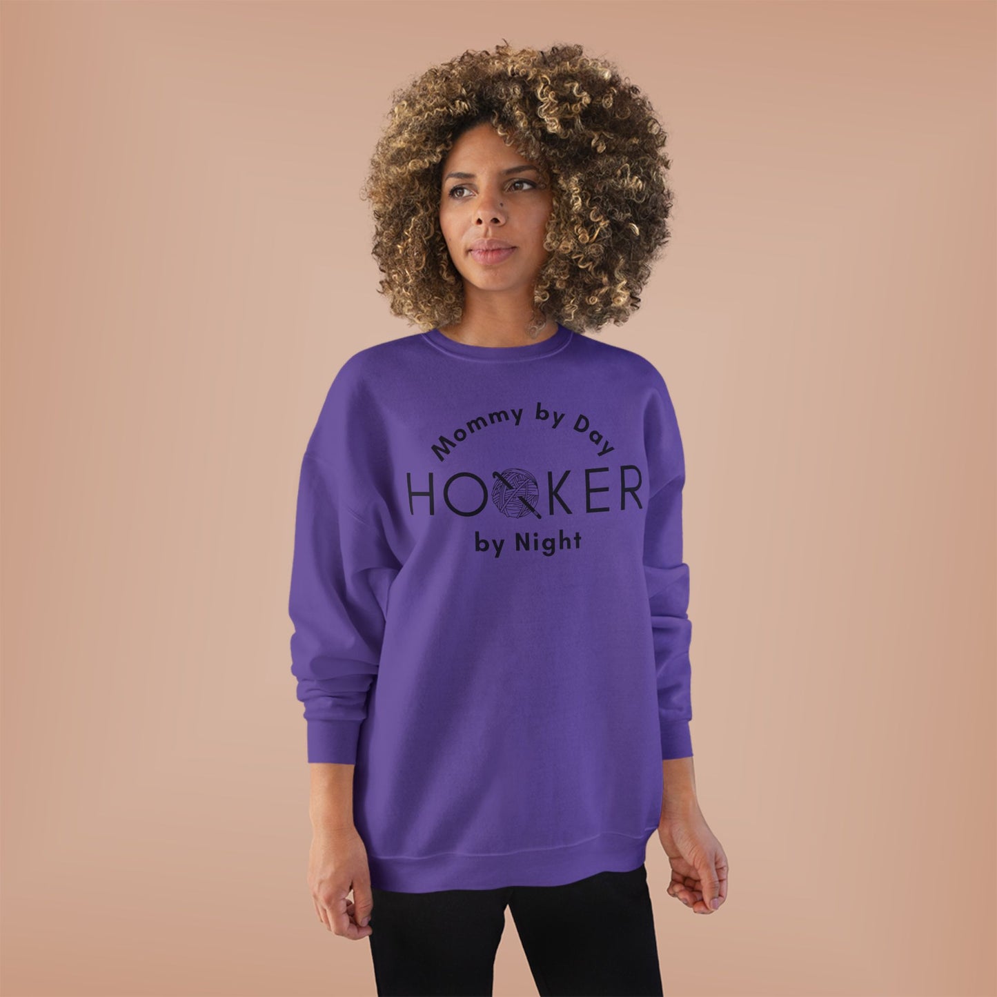 Mommy by Day Hooker by Night Sweatshirt – Funny Crochet Sweatshirt, Yarn Lover Gift, Crochet Humor Crewneck