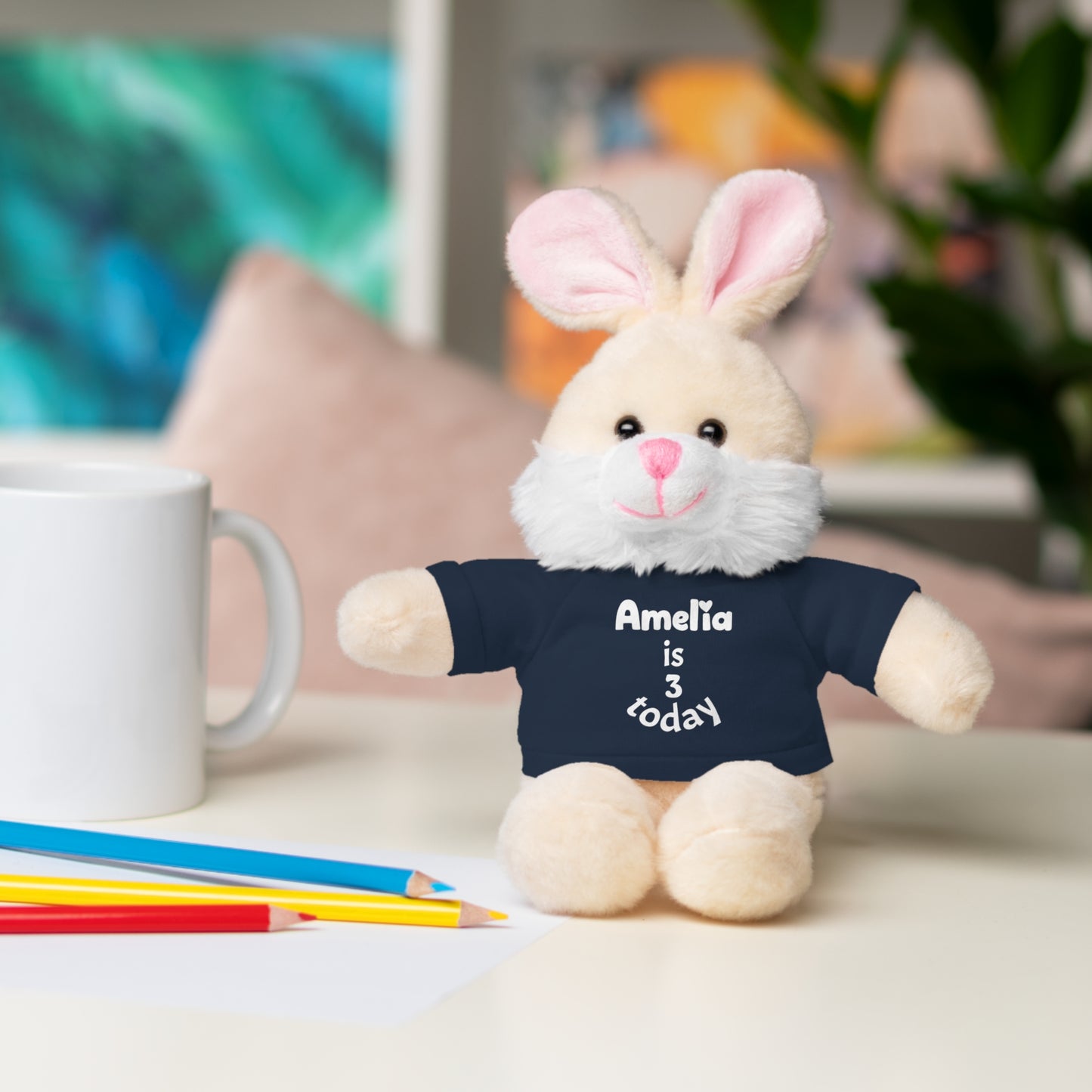 Personalized Birthday Plush Animal – Custom Name & Age Teddy, Bunny, Lion, Panda Gift for Kids