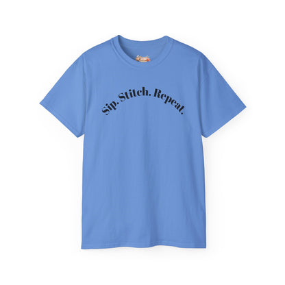 Sip. Stitch. Repeat.™ Shirt – Crochet & Knitting Lover Vintage Tee | Yarn Lover Gift | Cozy Crafter T-Shirt