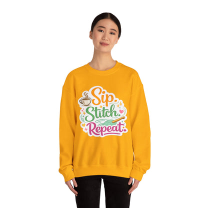 Sip. Stitch. Repeat.™ Sweatshirt — Cozy Maker Crewneck
