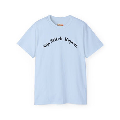 Sip. Stitch. Repeat.™ Shirt – Crochet & Knitting Lover Vintage Tee | Yarn Lover Gift | Cozy Crafter T-Shirt