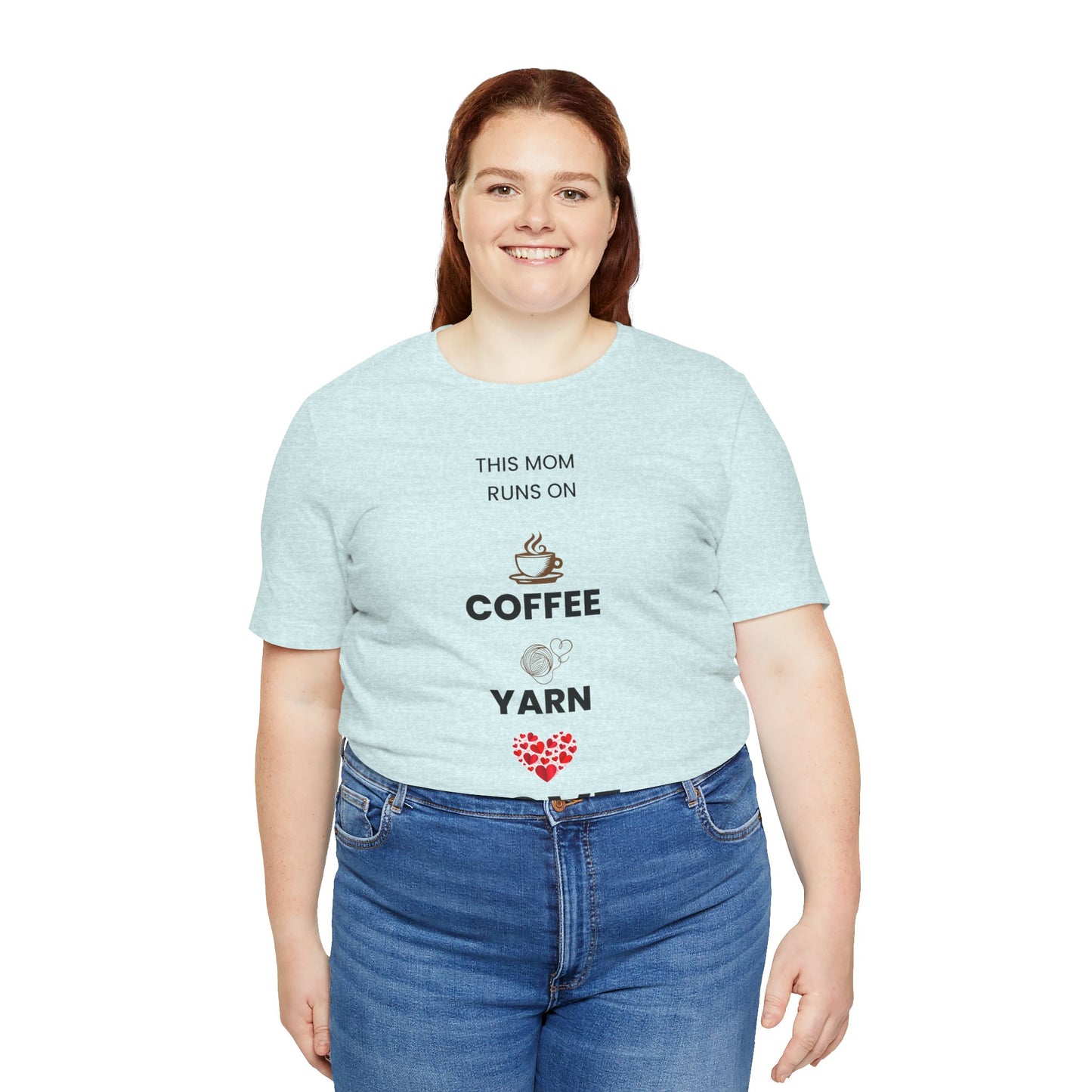 Coffee Yarn Love T-Shirt – This Mom Runs on Coffee & Yarn Tee, Crochet Lover Gift, Knitting Mom Shirt, Mother Grandma Aunt Gift Idea