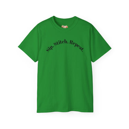 Sip. Stitch. Repeat.™ Shirt – Crochet & Knitting Lover Vintage Tee | Yarn Lover Gift | Cozy Crafter T-Shirt