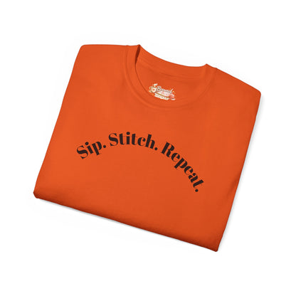 Sip. Stitch. Repeat.™ Shirt – Crochet & Knitting Lover Vintage Tee | Yarn Lover Gift | Cozy Crafter T-Shirt