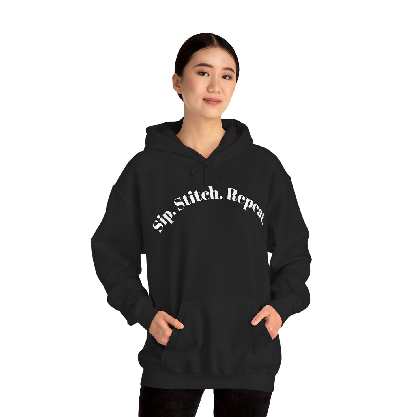 Sip. Stitch. Repeat.™ Hoodie – Cozy Crochet & Knitting Hoodie for Yarn Lovers | Crafting Pullover Sweatshirt