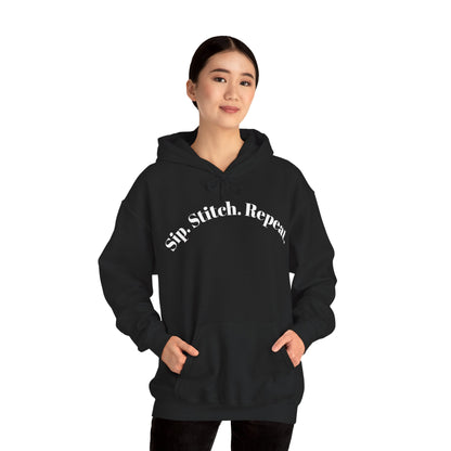 Sip. Stitch. Repeat.™ Hoodie – Cozy Crochet & Knitting Hoodie for Yarn Lovers | Crafting Pullover Sweatshirt