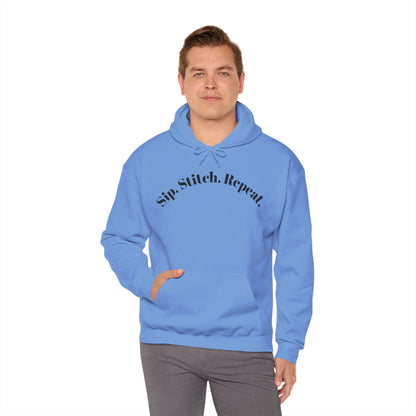 Sip. Stitch. Repeat.™ Hoodie – Cozy Crochet & Knitting Hoodie for Yarn Lovers | Crafting Pullover Sweatshirt