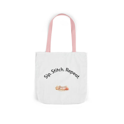 Sip. Stitch. Repeat.™ Tote Bag  for Crochet Knitting Yarn Lover Crafter Project Bag