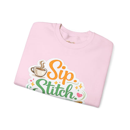 Sip. Stitch. Repeat.™ Sweatshirt — Cozy Maker Crewneck