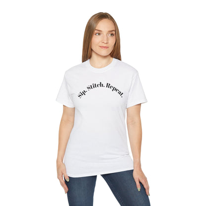 Sip. Stitch. Repeat.™ Shirt – Crochet & Knitting Lover Vintage Tee | Yarn Lover Gift | Cozy Crafter T-Shirt