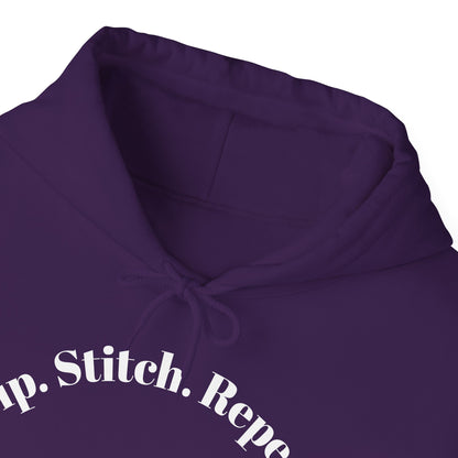 Sip. Stitch. Repeat.™ Hoodie – Cozy Crochet & Knitting Hoodie for Yarn Lovers | Crafting Pullover Sweatshirt