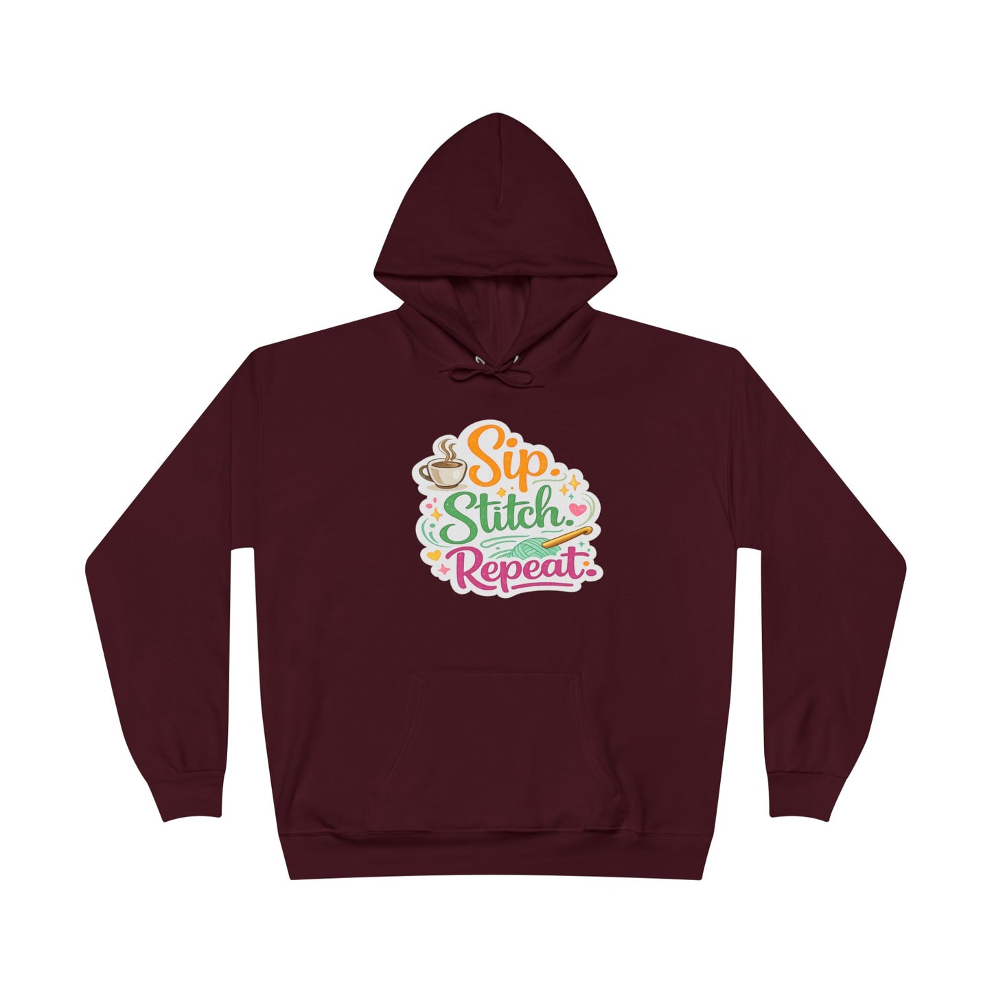 Sip. Stitch. Repeat.™ Hoodie – Cozy Crochet & Coffee Pullover for Makers | Yarn Lover Craft Hoodie