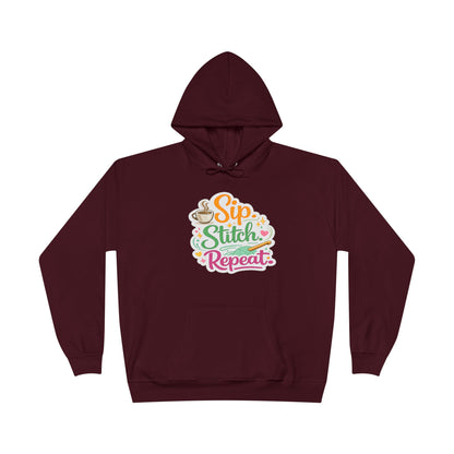 Sip. Stitch. Repeat.™ Hoodie – Cozy Crochet & Coffee Pullover for Makers | Yarn Lover Craft Hoodie