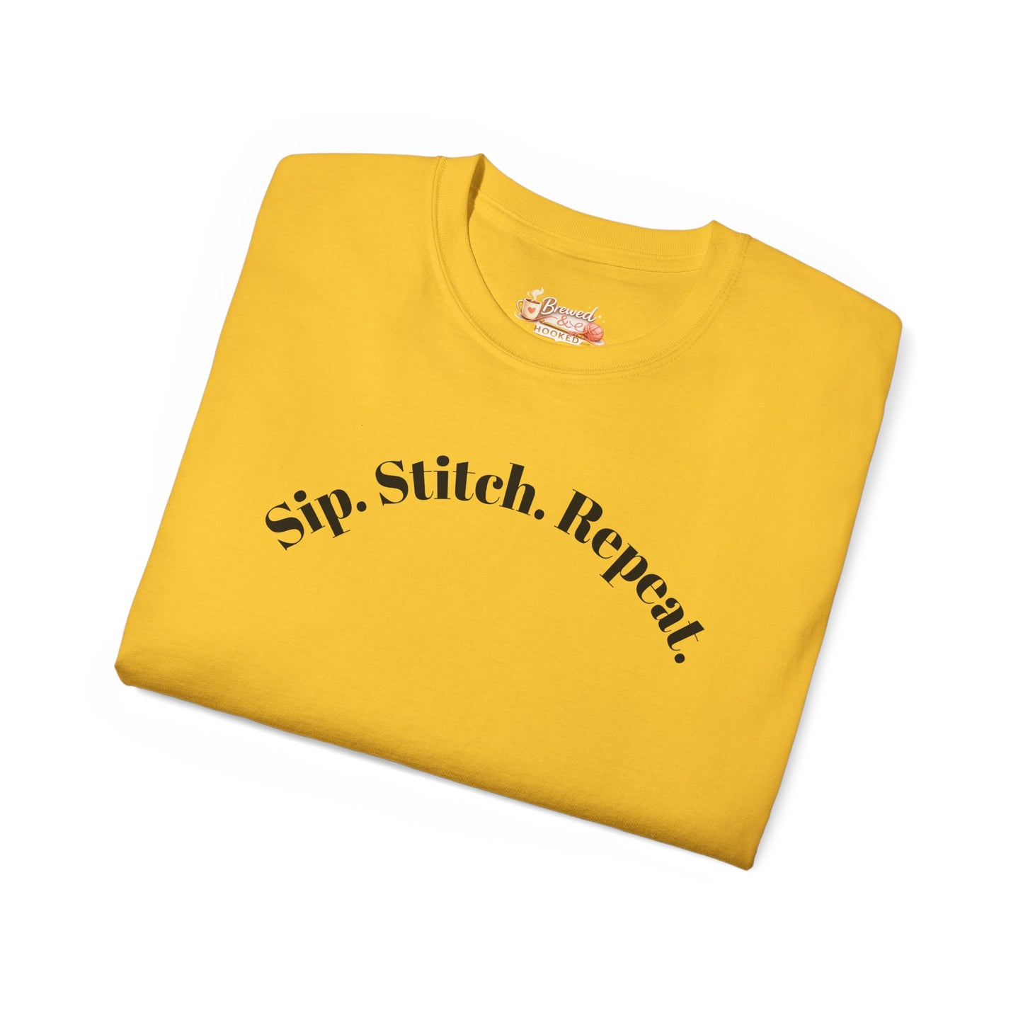 Sip. Stitch. Repeat.™ Shirt – Crochet & Knitting Lover Vintage Tee | Yarn Lover Gift | Cozy Crafter T-Shirt