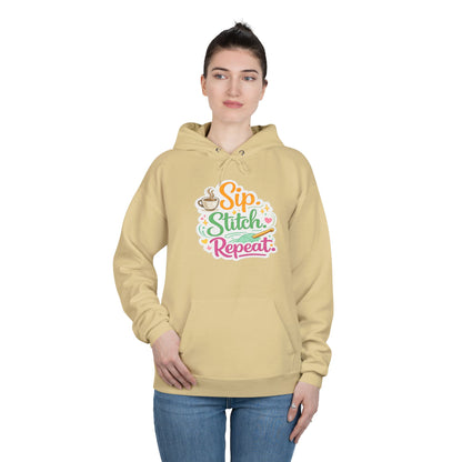 Sip. Stitch. Repeat.™ Hoodie – Cozy Crochet & Coffee Pullover for Makers | Yarn Lover Craft Hoodie