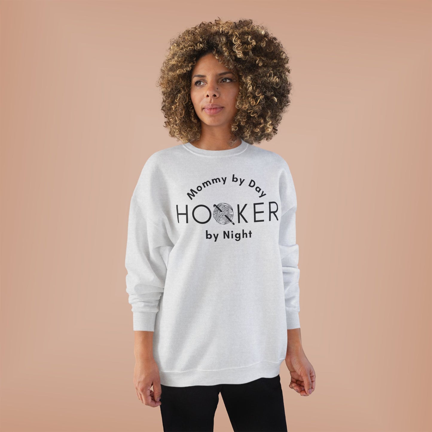 Mommy by Day Hooker by Night Sweatshirt – Funny Crochet Sweatshirt, Yarn Lover Gift, Crochet Humor Crewneck
