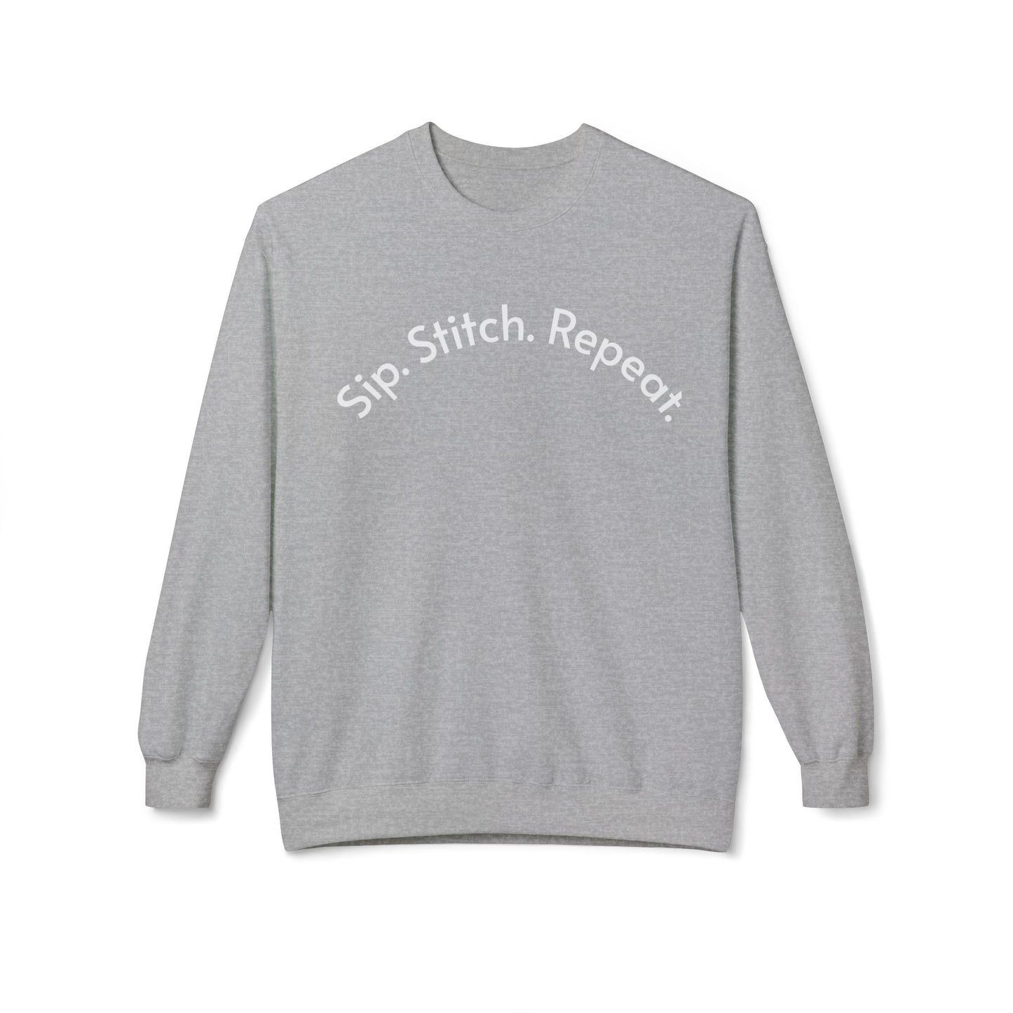 Sip Stitch Repeat™ Crochet & Knitting Sweatshirt – Brewed & Hooked Cozy Crewneck for Yarn Lovers, Coffee & Crochet Gift
