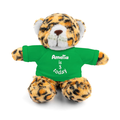 Personalized Birthday Plush Animal – Custom Name & Age Teddy, Bunny, Lion, Panda Gift for Kids