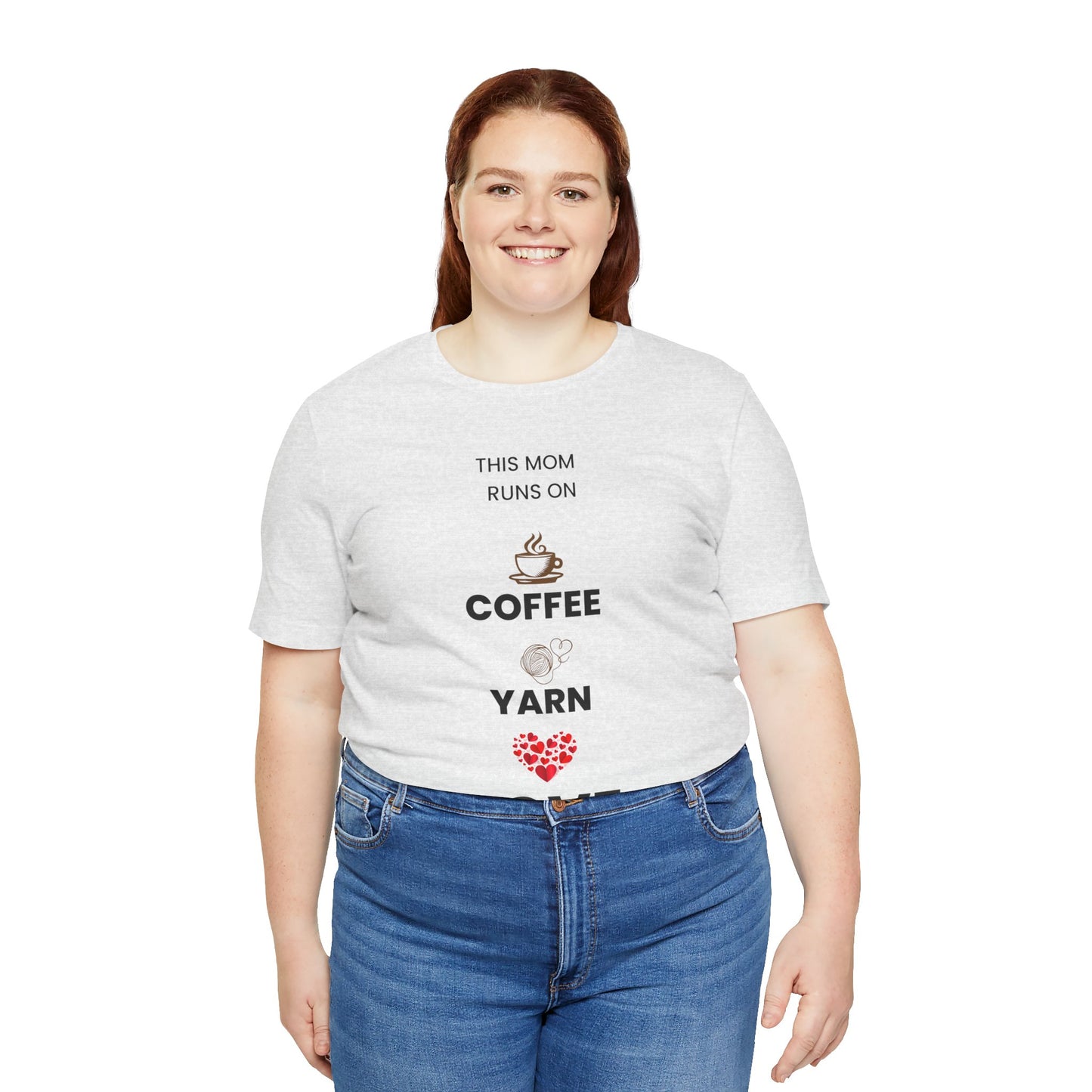Coffee Yarn Love T-Shirt – This Mom Runs on Coffee & Yarn Tee, Crochet Lover Gift, Knitting Mom Shirt, Mother Grandma Aunt Gift Idea