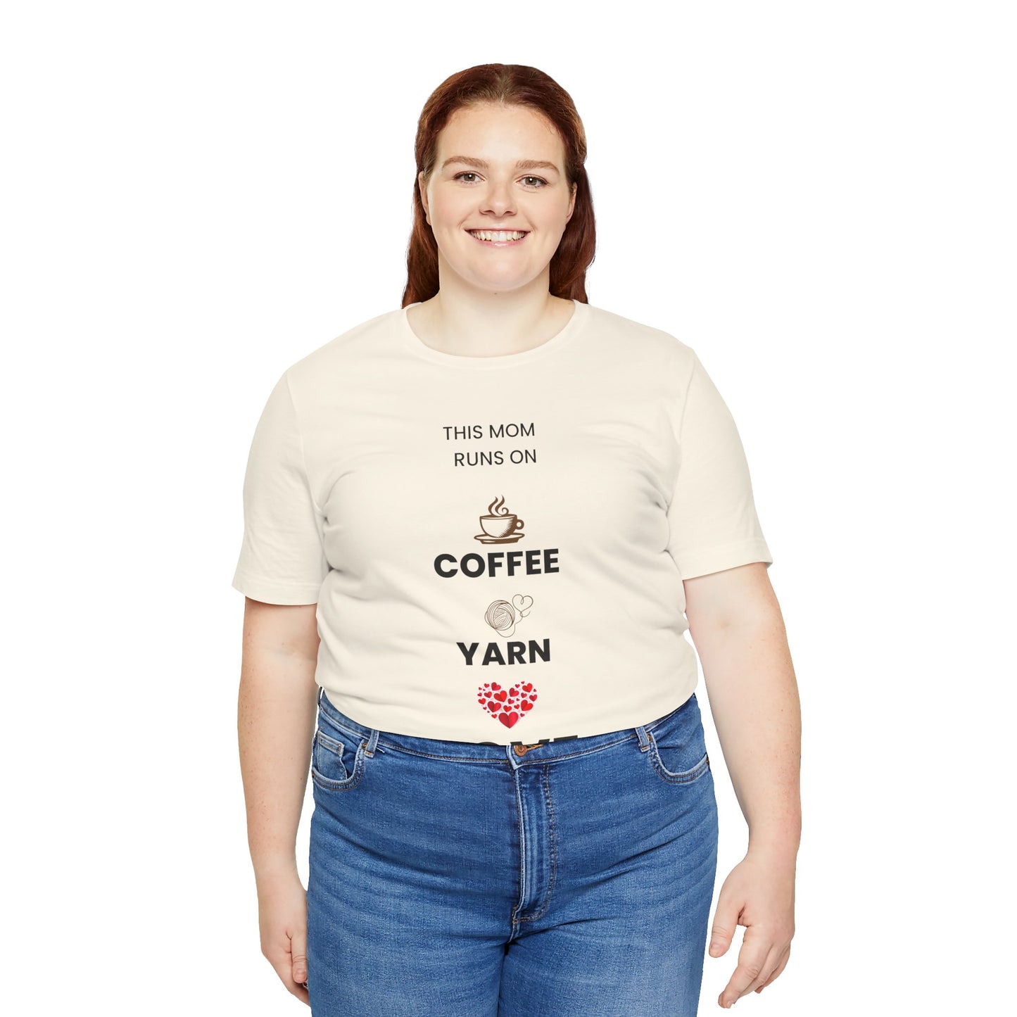 Coffee Yarn Love T-Shirt – This Mom Runs on Coffee & Yarn Tee, Crochet Lover Gift, Knitting Mom Shirt, Mother Grandma Aunt Gift Idea