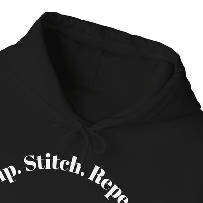 Sip. Stitch. Repeat.™ Hoodie – Cozy Crochet & Knitting Hoodie for Yarn Lovers | Crafting Pullover Sweatshirt
