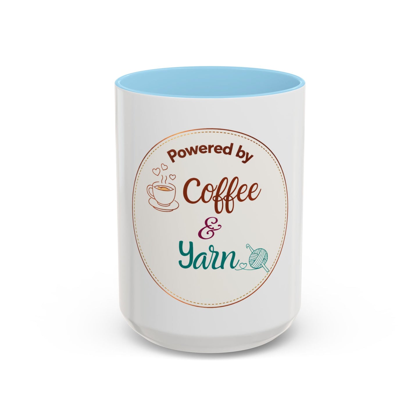 Powered by Coffee & Yarn Mug – Crochet Lover Coffee Cup | Knitting & Yarn Gift for Crocheters | Cozy Crafter Mug 11oz 15oz