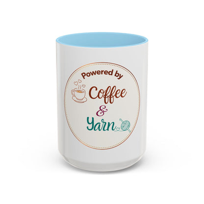 Powered by Coffee & Yarn Mug – Crochet Lover Coffee Cup | Knitting & Yarn Gift for Crocheters | Cozy Crafter Mug 11oz 15oz
