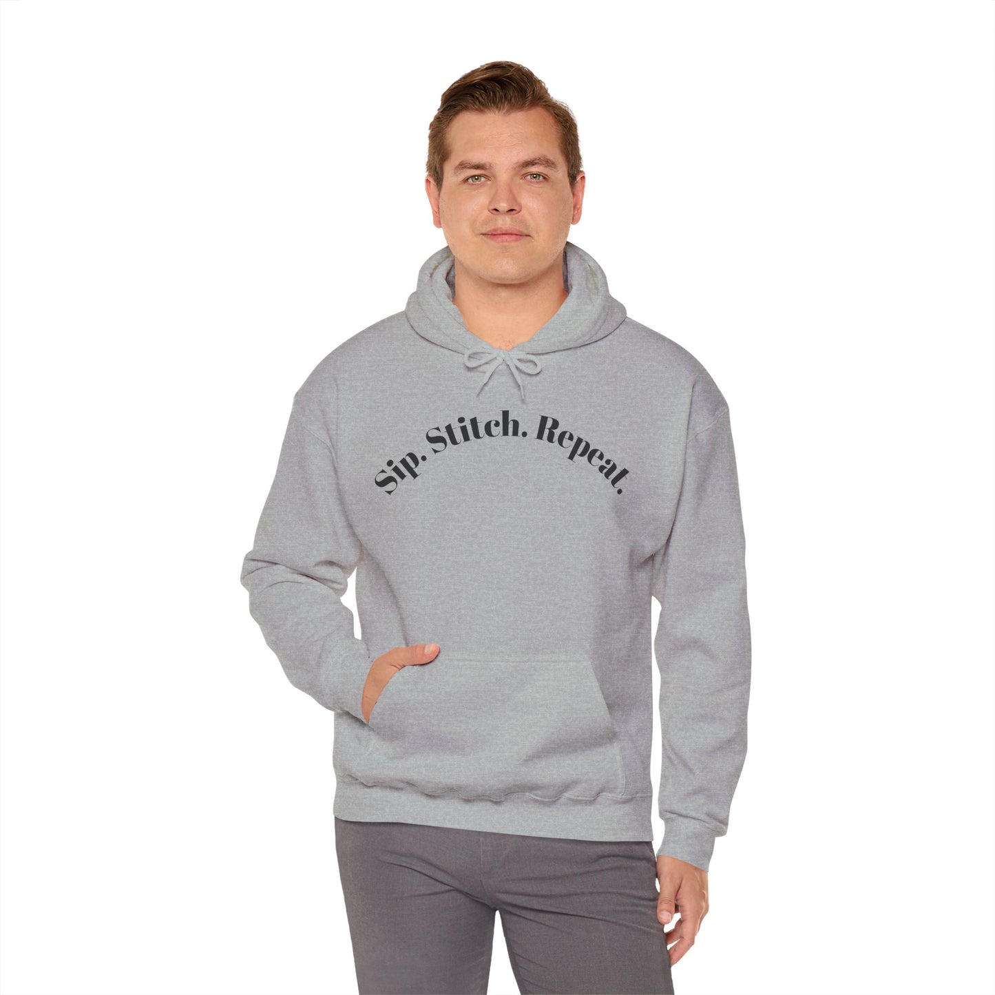 Sip. Stitch. Repeat.™ Hoodie – Cozy Crochet & Knitting Hoodie for Yarn Lovers | Crafting Pullover Sweatshirt