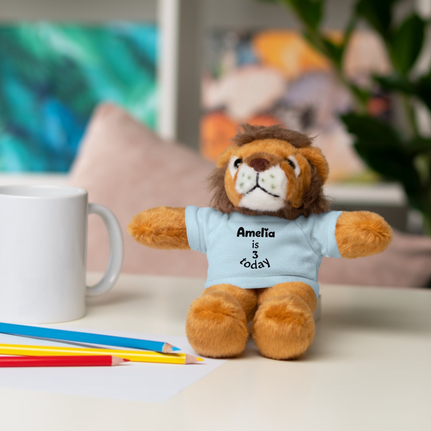 Personalized Birthday Plush Animal – Custom Name & Age Teddy, Bunny, Lion, Panda Gift for Kids